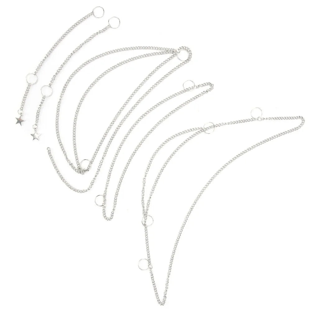 Silver Hair Braid Chains | Goth Punk Hanging Beads – 5-Piece Set Hair Braid Chains QXL