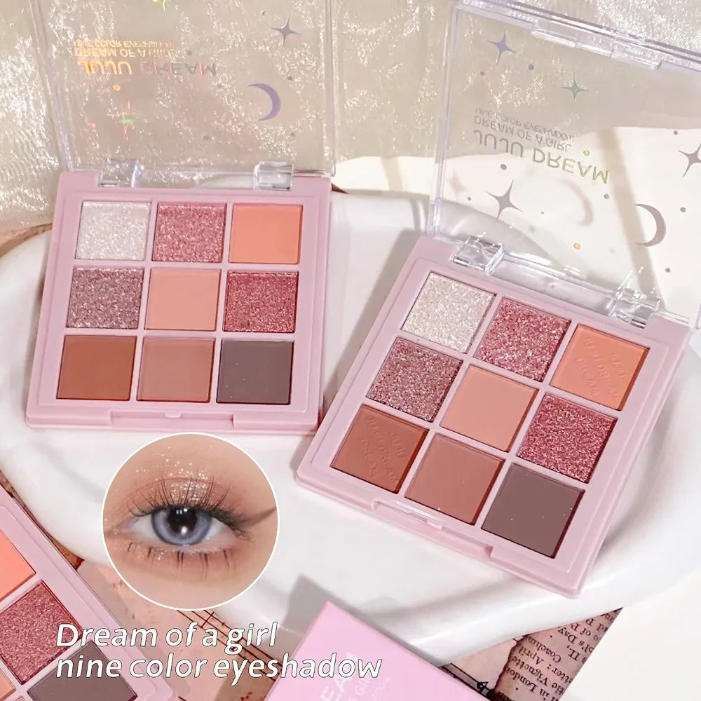 JUJU 9-Color Pearlescent Glitter Eyeshadow Palette | Waterproof Eyeshadow Palette QXL