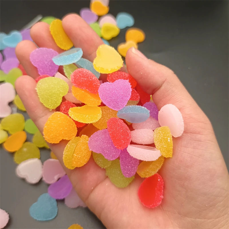 10-Pack 3D Gummy Heart Nail Charms | Kawaii Resin Decorations Nail Art Charms QXL