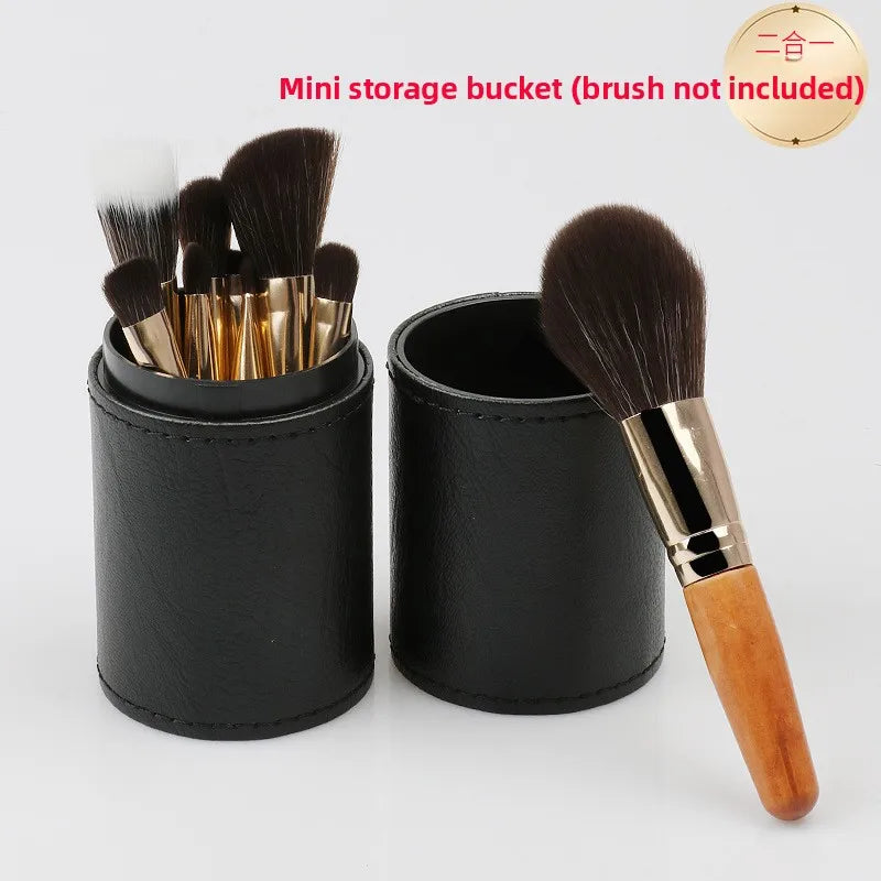 Mini PU Leather Makeup Brush Holder & Cosmetic Storage Bucket Makeup Brush Holder QXL storage box Black