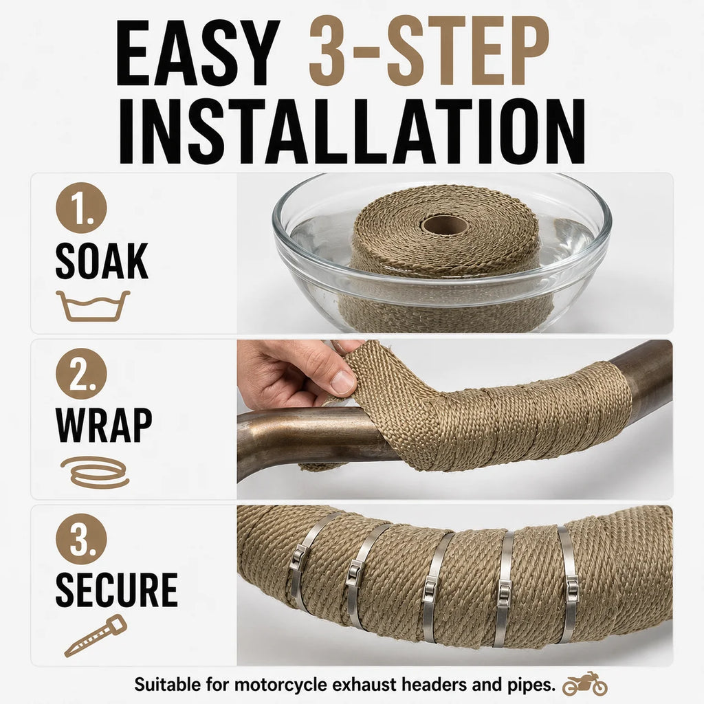 5M Fiberglass Exhaust Heat Wrap Tape | Motorcycle & Car Headers Exhaust Heat Wrap QXL