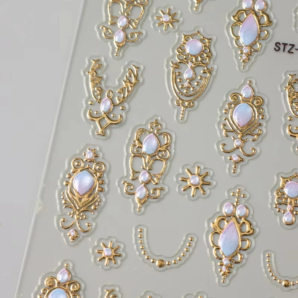 5D Baroque Nail Art Stickers | Crown Scepter Water Decals Nail Art Stickers QXL