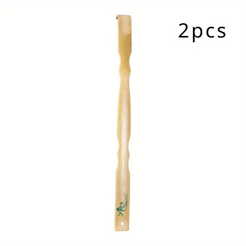 2-Pack Curved Bamboo Back Scratcher Set – Long Handle Back Scratcher Set QXL 2pcs