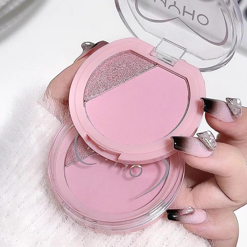 2-in-1 Blush & Highlighter Palette | Matte Shimmer Face Makeup Blush Highlighter Palette QXL