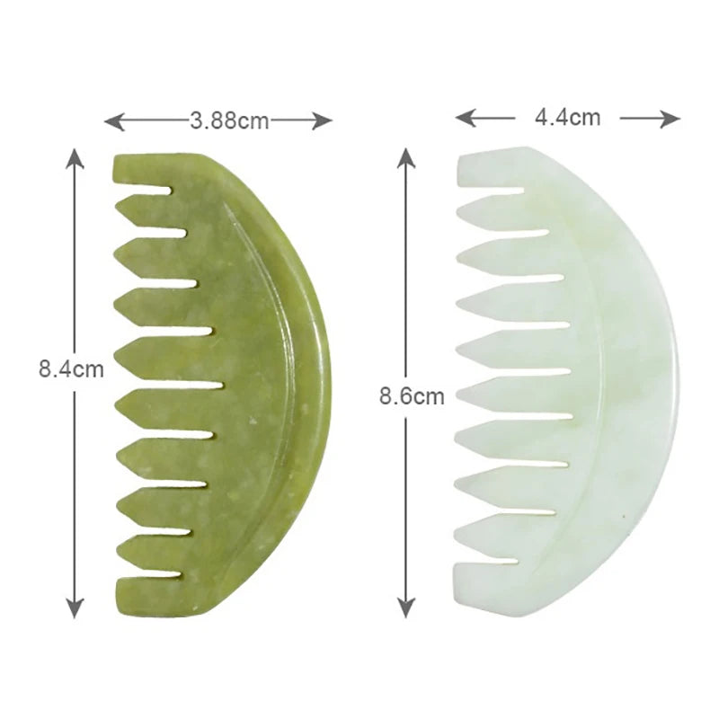Jade Wide-Tooth Massage Comb | Gua Sha Head & Neck Tool Jade Massage Comb QXL
