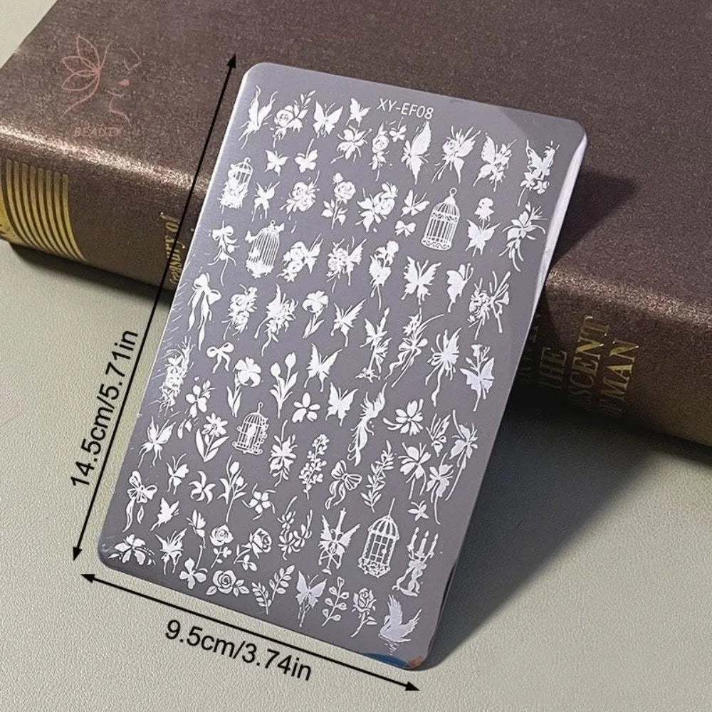 Reusable Nail Art Stamping Plate – Butterfly, Flower & Heart Nail Stamping Plate QXL