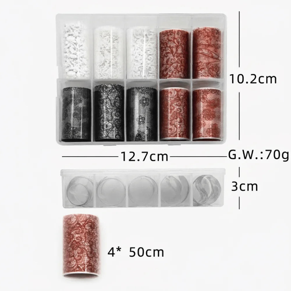 Lace Holographic Laser Nail Foil Stickers | Sequin Effect Roll Nail Foil Stickers QXL