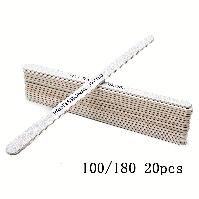 FUMOSIK Grey Nail Files Kit – 100/180/240 Grit Manicure Nail File Kit QXL 20pcs