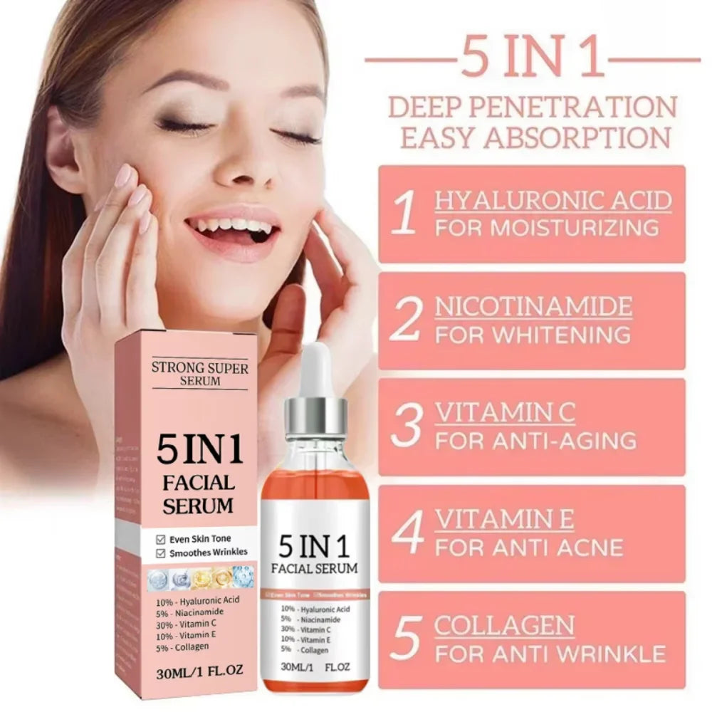 5-in-1 Vitamin C Face Serum | Niacinamide & Hyaluronic Acid Vitamin C Face Serum QXL