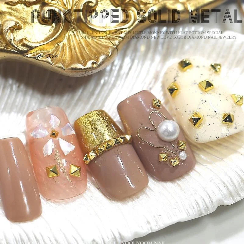 200-Pc Metal Rivet Nail Art Studs | Gold & Silver Punk Charms Nail Art Studs QXL
