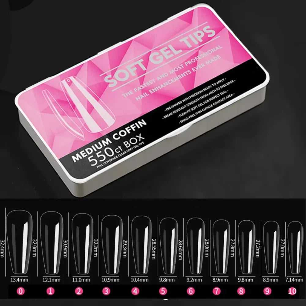 550-Pc French Nail Dual Forms | Oval Coffin Almond Square Nail Extension Forms QXL