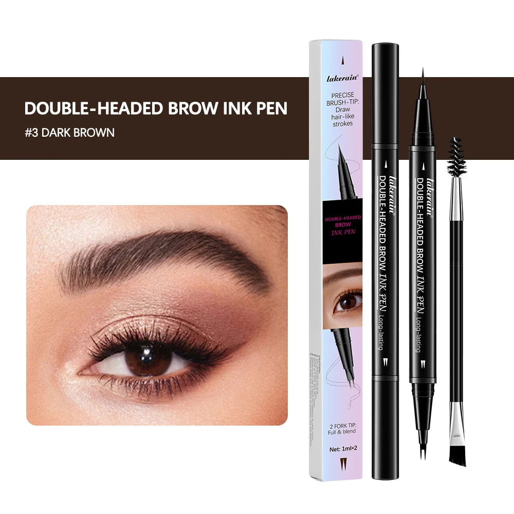 2-in-1 Waterproof Eyebrow Ink Pen | Fork Tip & Brush Tip Eyebrow Ink Pen QXL