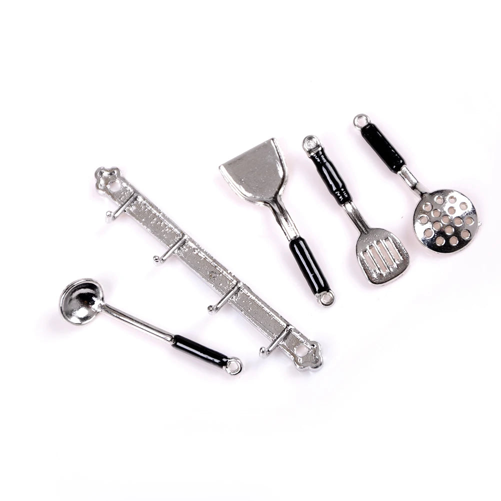 12-Pc Miniature Dollhouse Cutlery Set | Metal Fork & Spoon Dollhouse Accessories QXL
