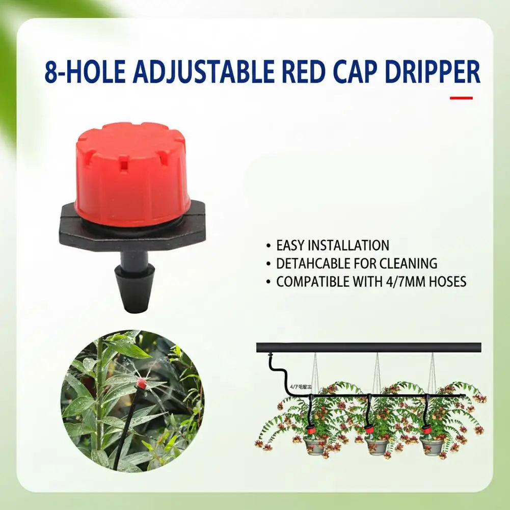 8-Hole Adjustable Micro Drip Irrigation Drippers | 50–100 Pack Drip Irrigation Emitter QXL