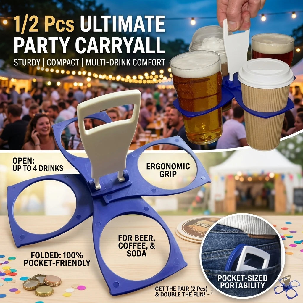 4-Cup Foldable Beverage Carrier | Portable Cup Holder Tray Beverage Cup Carrier QXL