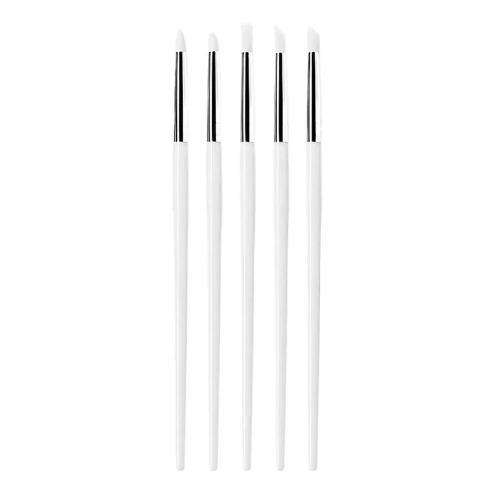5-Pc Silicone Nail Art Pen Set | 3D UV Gel Dotting Tools Nail Art Brush Set QXL White