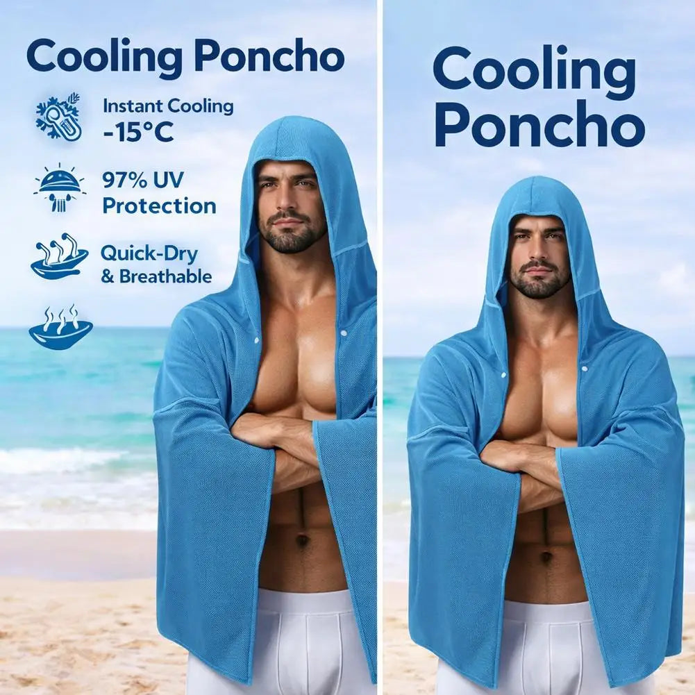 Hooded Cooling Poncho | UV Protection Outdoor Beach Wrap Cooling Poncho QXL