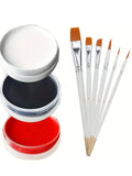 VERONNI 30g Face & Body Paint Set – Black White Red + Brush Face & Body Paint QXL 3 pcs and brushes