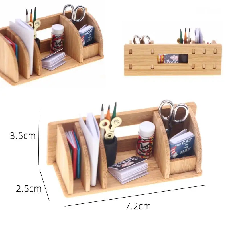 Dollhouse Miniature Bookshelf & Stationery Rack | 1:12 Scale Dollhouse Accessory QXL Onesize