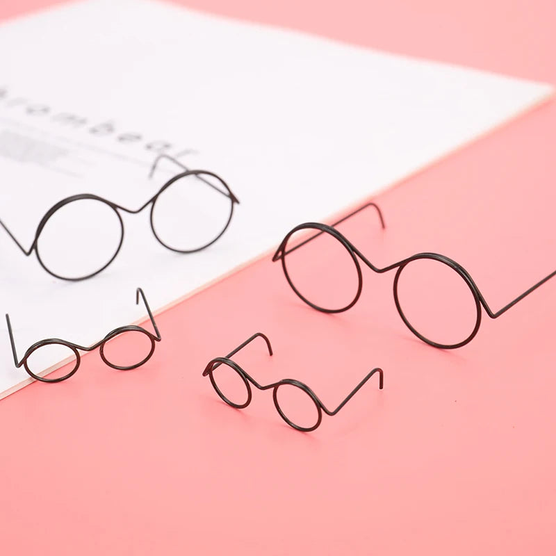 2-Pack Retro Round Lensless Alloy Glasses for BJD 1/6 Dolls Doll Accessories QXL