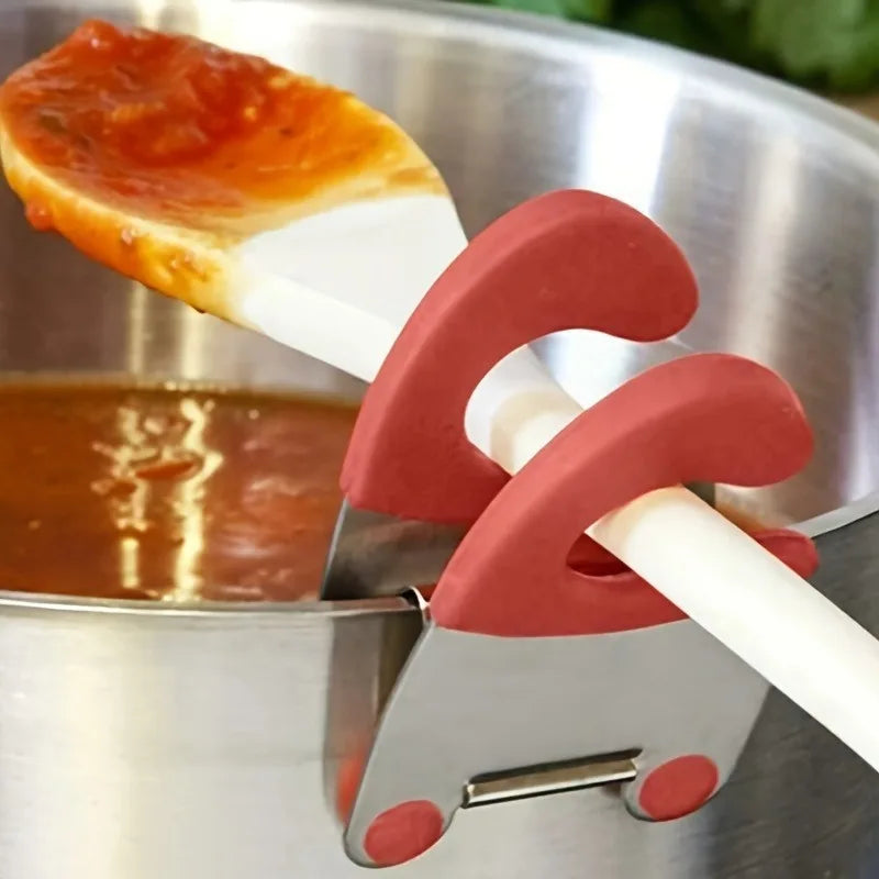 Stainless Steel Pot Side Spoon Clamp | Anti-Scald Kitchen Clip Utensil Pot Clip QXL
