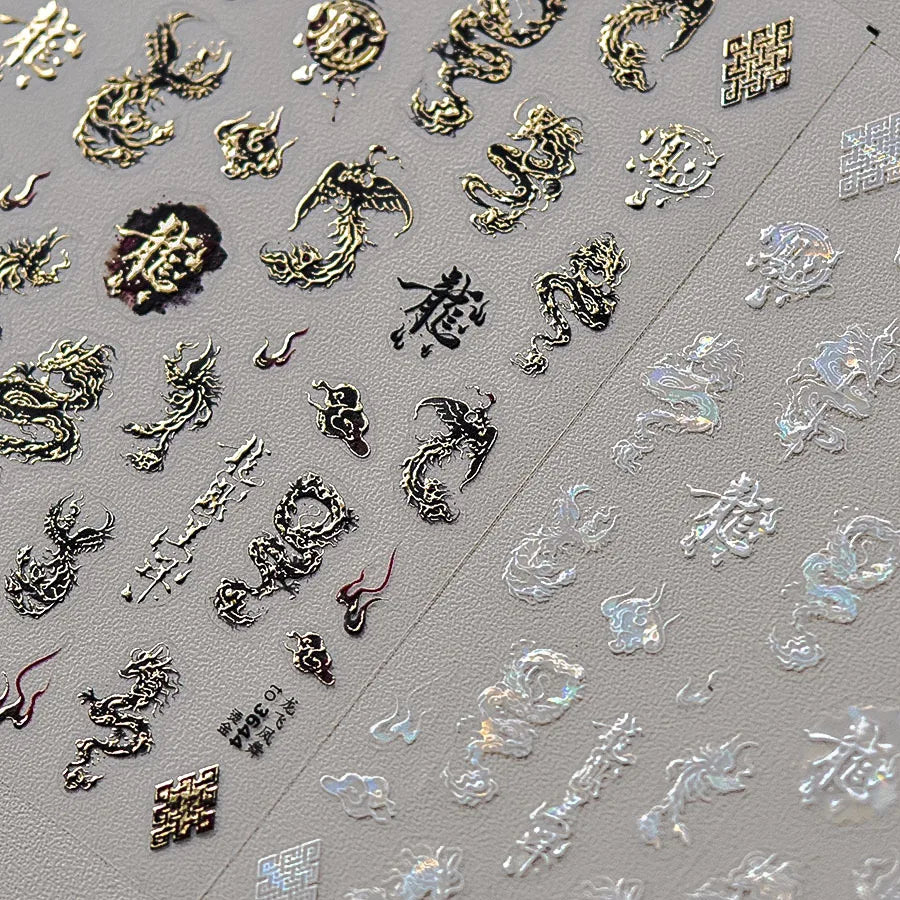 5D Self-Adhesive Nail Art Stickers – Dragon & Shell Decals Nail Art Stickers QXL