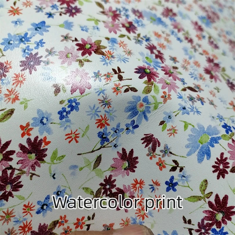 1.4mm Floral Watercolor Cowhide Top-Grain Leather Sheet | DIY Craft Leather Sheet QXL