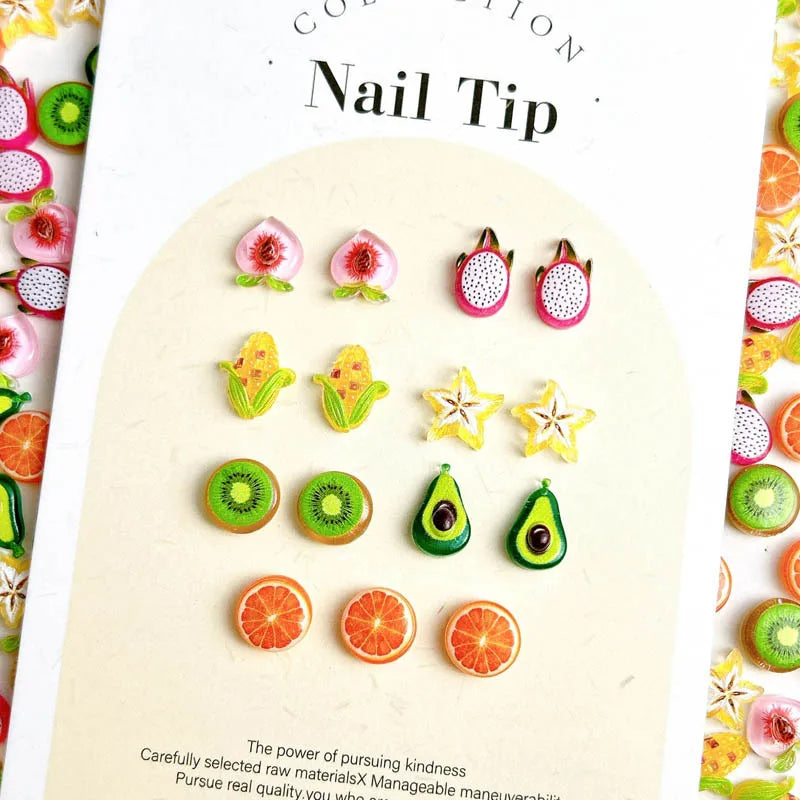 10-Pack 3D Kawaii Fruit Nail Art Charms | Resin DIY Manicure Nail Art Charms QXL