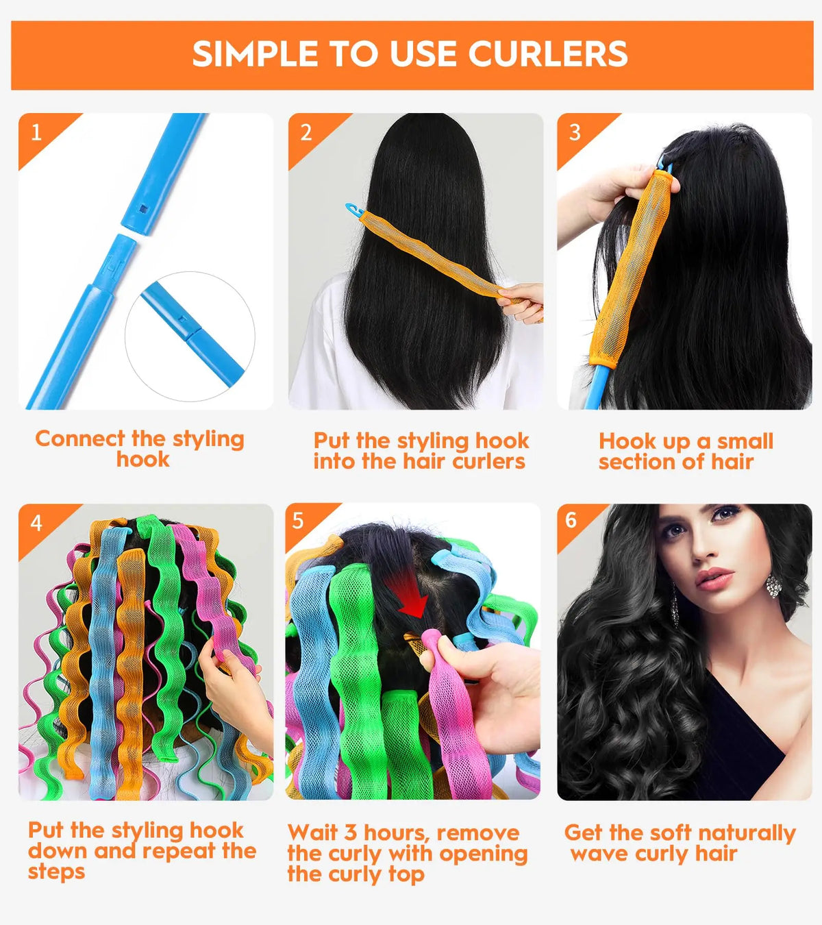 18-Pack Soft Magic Hair Rollers | No-Heat Curling Rods Hair Rollers QXL
