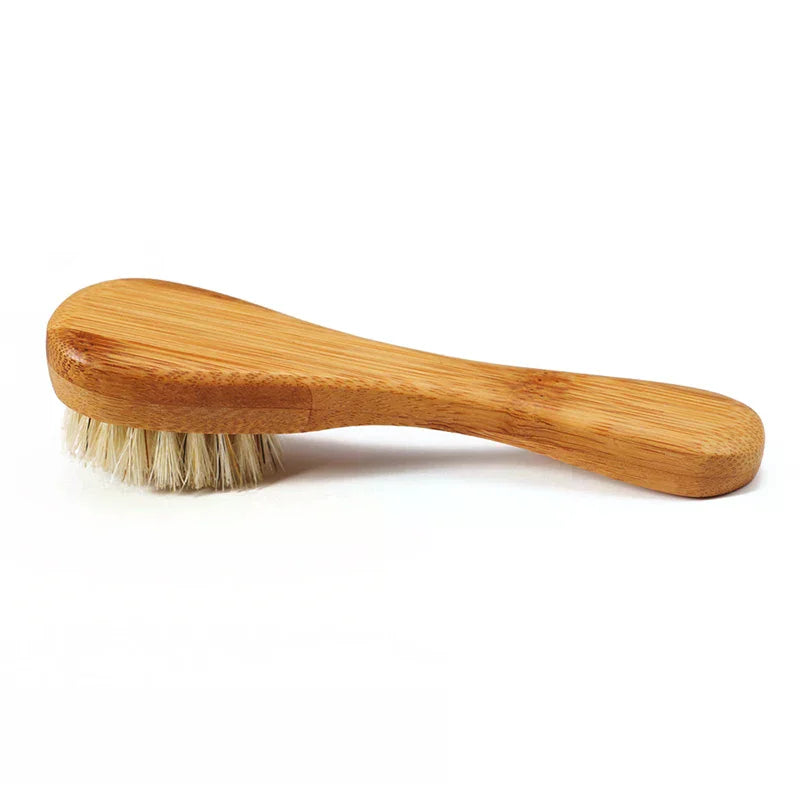 Natural Bristle Exfoliating Face Brush | Wooden Handle Face Cleansing Brush QXL