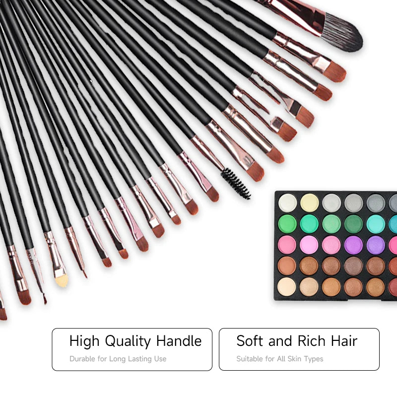 VERONNI 120-Color Eyeshadow Palette + 20 Brushes Makeup Kit Eyeshadow Palette Kit QXL