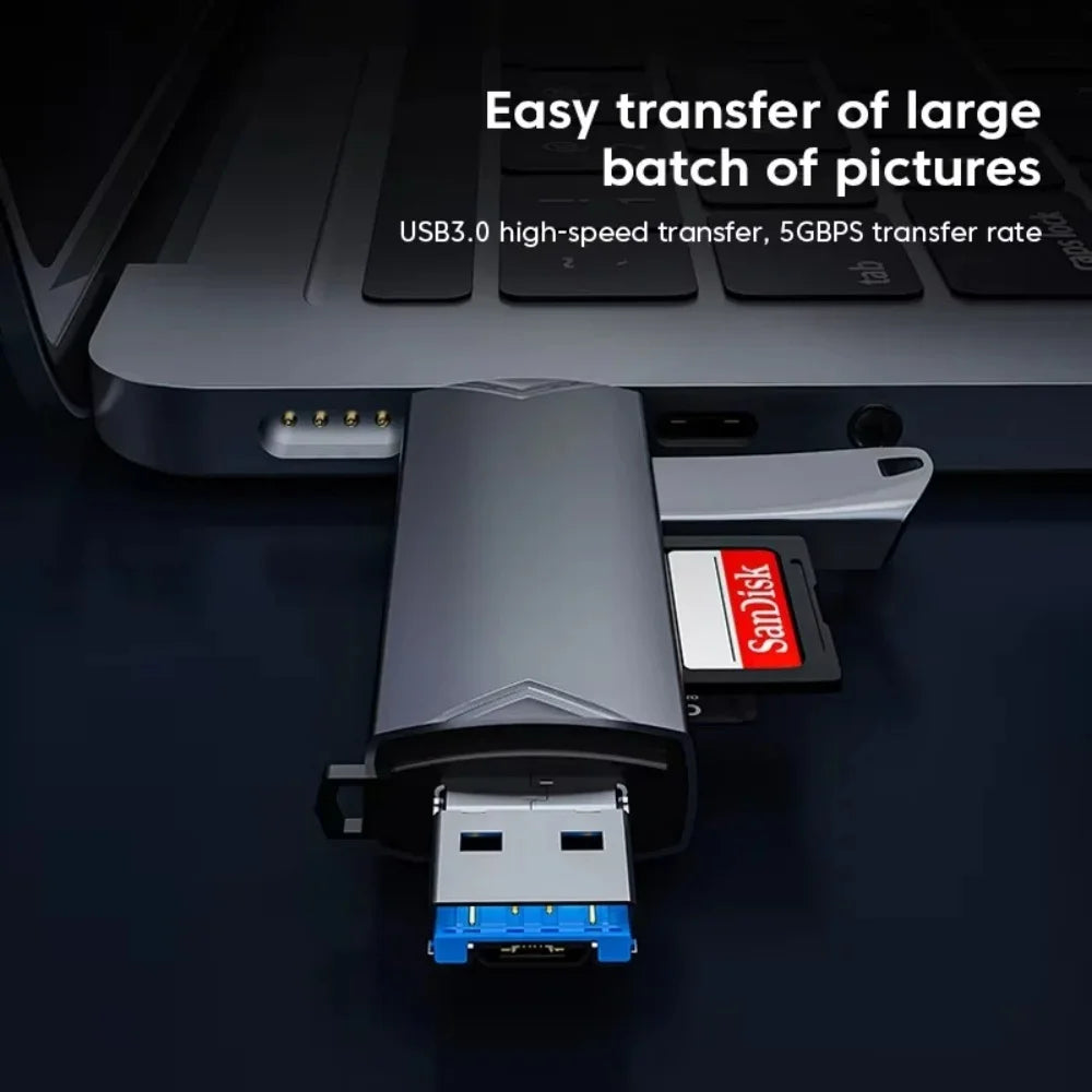 6-in-1 USB 3.0 Type-C OTG Card Reader | SD TF Memory Adapter USB Card Reader QXL