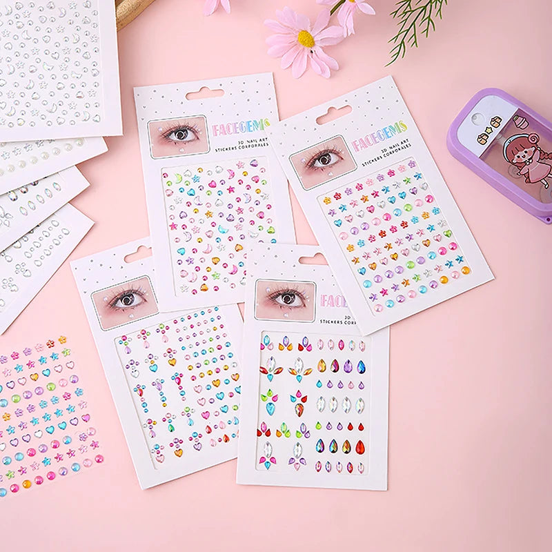 Face & Body Crystal Gem Stickers | Festival Rhinestone Glam Face & Body Gem Stickers QXL