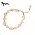 Elegant White Faux Pearl Beaded Bracelet | Unisex Strand Beaded Strand Bracelet QXL 2pcs