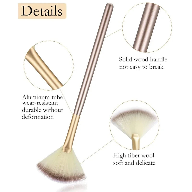 Fan Shaped Makeup Brush – Highlight, Contour & Blending Fan Makeup Brush QXL