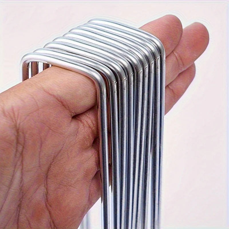 U-Shaped Garden Stakes | Steel Ground Pins for Lawn & Film Garden Ground Stakes QXL