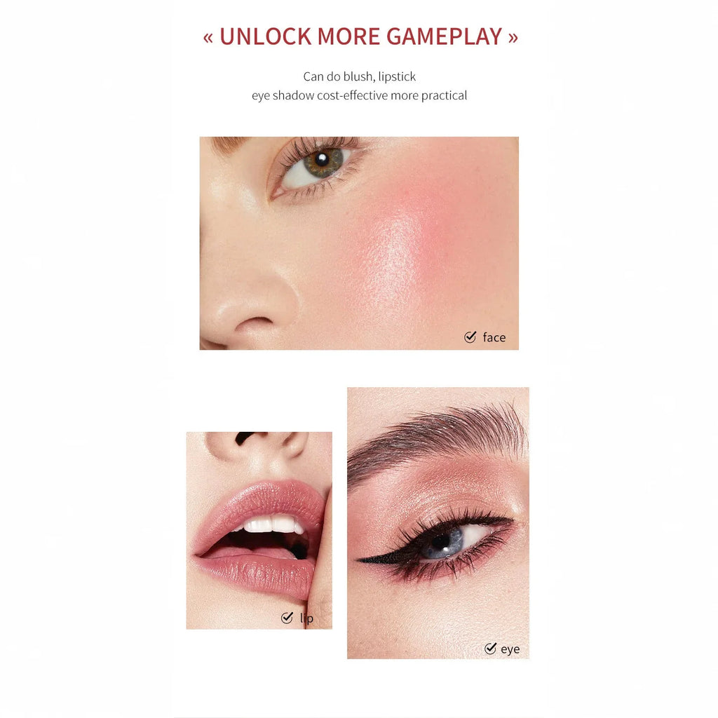 Natural Solid Blush Stick | 3-in-1 Matte Blush, Lip & Highlight Solid Blush Stick QXL