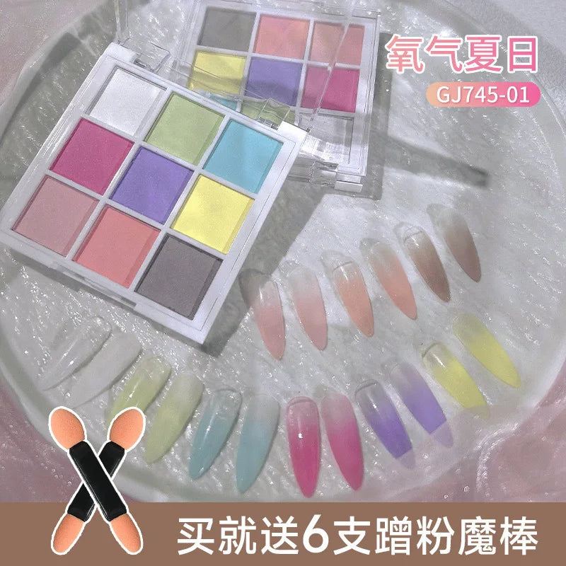 9-Color Chrome Nail Powder | Shimmer Glitter Gradient Manicure Nail Glitter Powder QXL