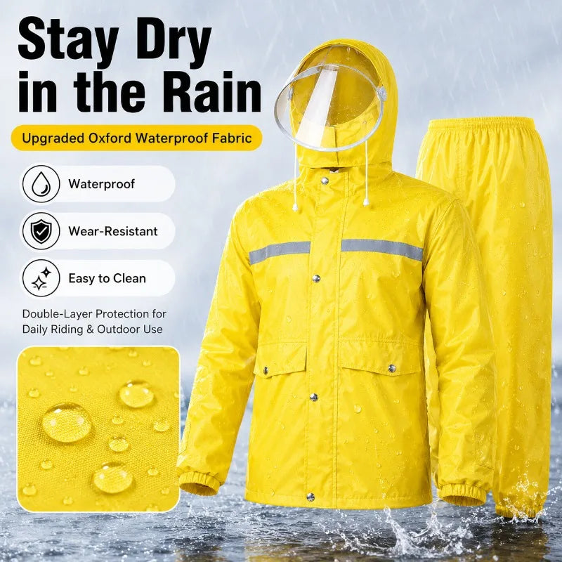 Waterproof Rain Suit | Jacket & Pants with Reflective Strips Waterproof Rain Suit QXL