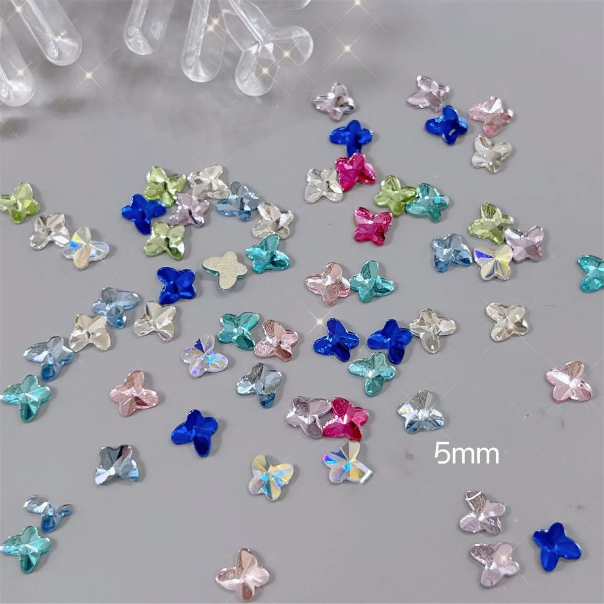 20-Pc 3D Kawaii Nail Charms | Heart Star Butterfly Rhinestones Nail Art Charms QXL