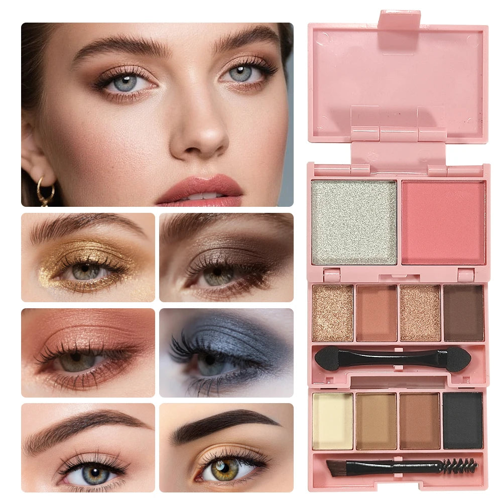 6-Color Folding Makeup Palette | Blush Highlighter Eyeshadow Makeup Palette QXL