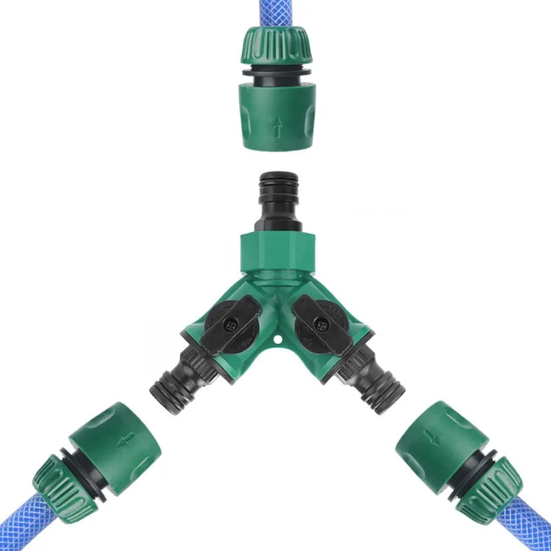 2-Way Garden Hose Splitter with Shut-Off Valves | 3/4" Fit Garden Hose Splitter QXL