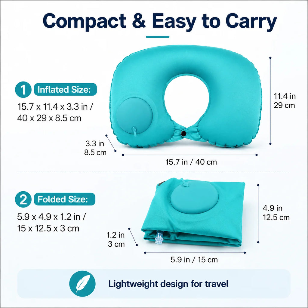Inflatable U-Shaped Travel Neck Pillow | Built-In Press Pump Inflatable Travel Pillow QXL