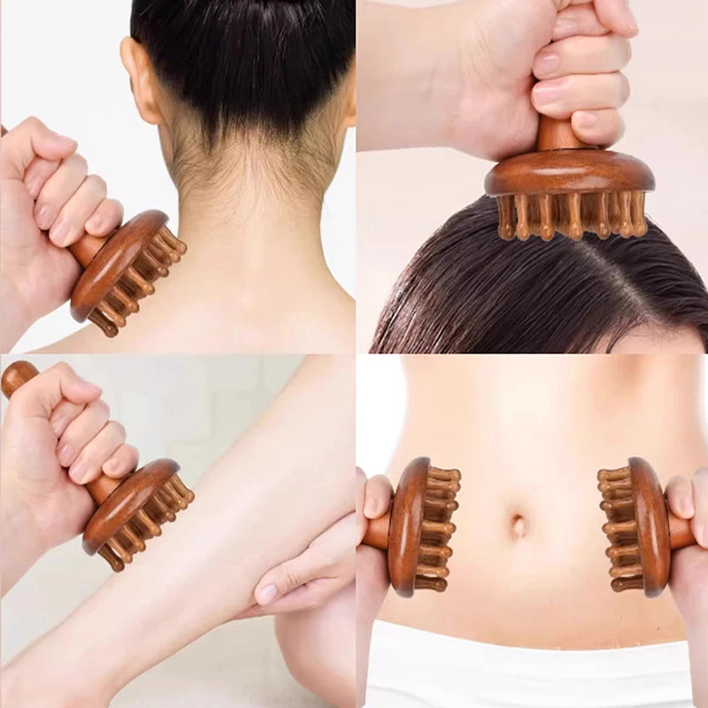 Sandalwood Gua Sha Massage Brush | Full Body Meridian Tool Gua Sha Massage Brush QXL