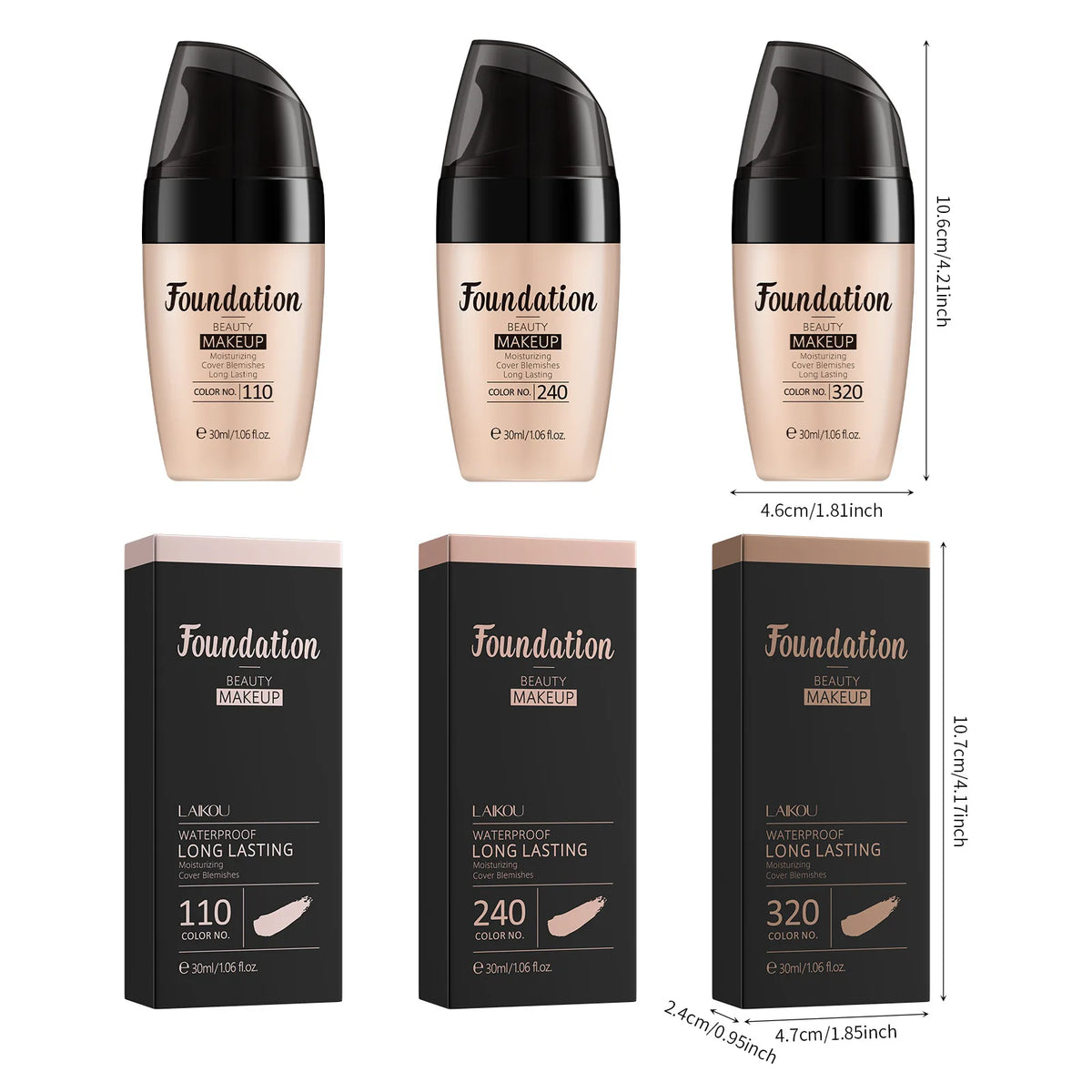 LAIKOU Liquid Foundation | Full Coverage Hydrating Base 30ml Liquid Foundation QXL