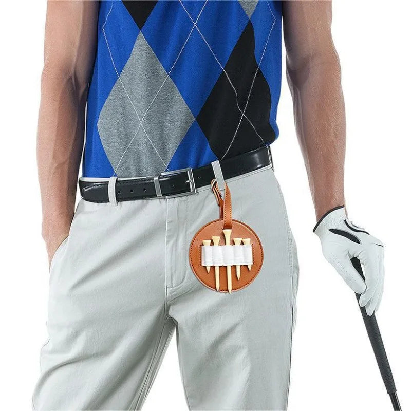 Leather Golf Tee Pouch | Double-Sided Bag with Belt Clip Golf Tee Pouch QXL