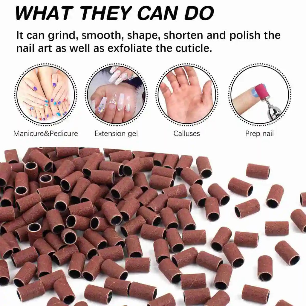 200+2Pc Nail Sanding Bands 180 & 240 Grit | Drill Bit Files Nail Sanding Bands QXL