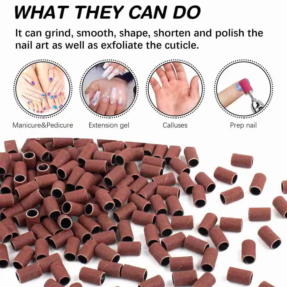 200+2Pc Nail Sanding Bands 180 & 240 Grit | Drill Bit Files Nail Sanding Bands QXL