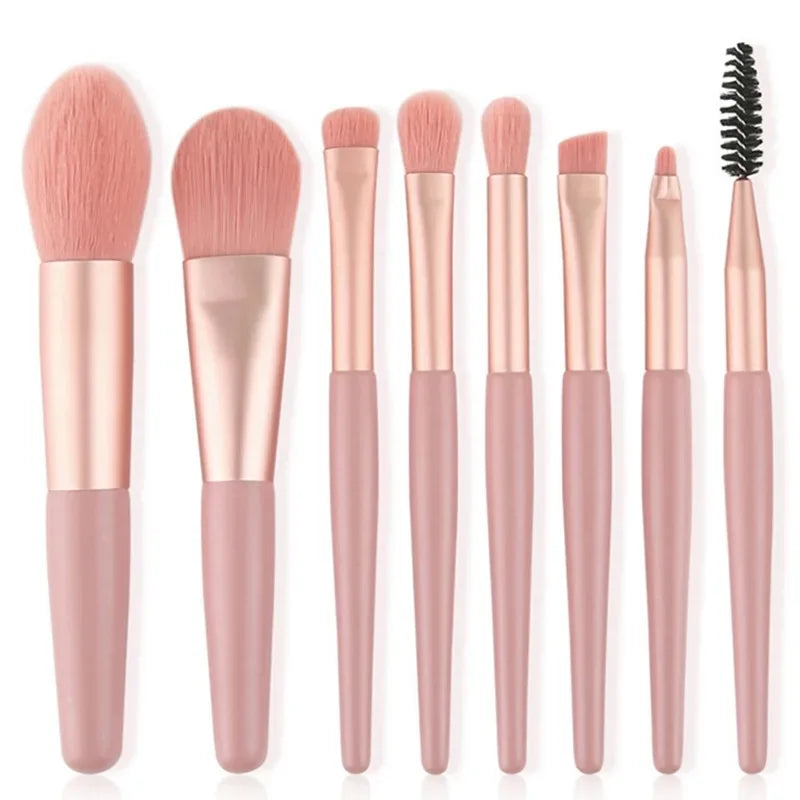 Portable 8-Piece Soft Makeup Brush Set | Foundation & Blush Makeup Brush Set QXL