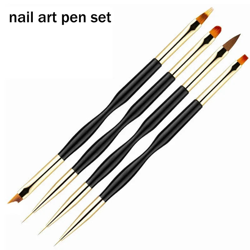 4-Pack Dual-Ended Nail Art Brushes | Liner & Gel Polish Set Nail Art Brush Set QXL